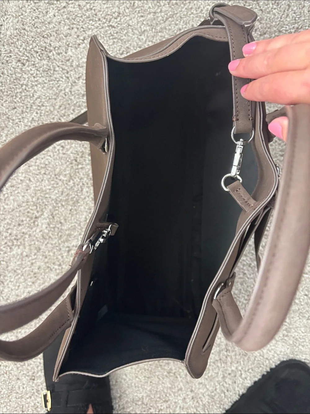 Rebecca Minkoff Dark Brown Leather Satchel with Buckle Detail